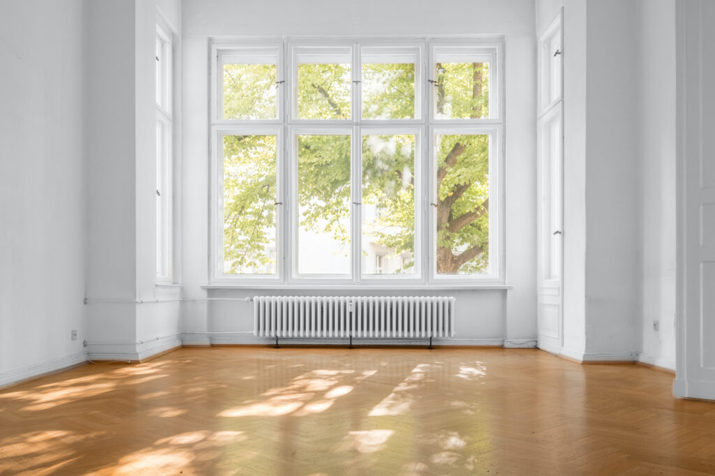 empty apartment with all furniture removed